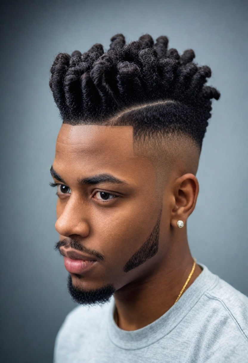 Afro haar met high top fade